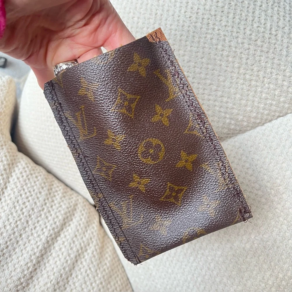 Brown Monogram LV Phone Holder Custom Made Out of A Vintage LV Garment Bag